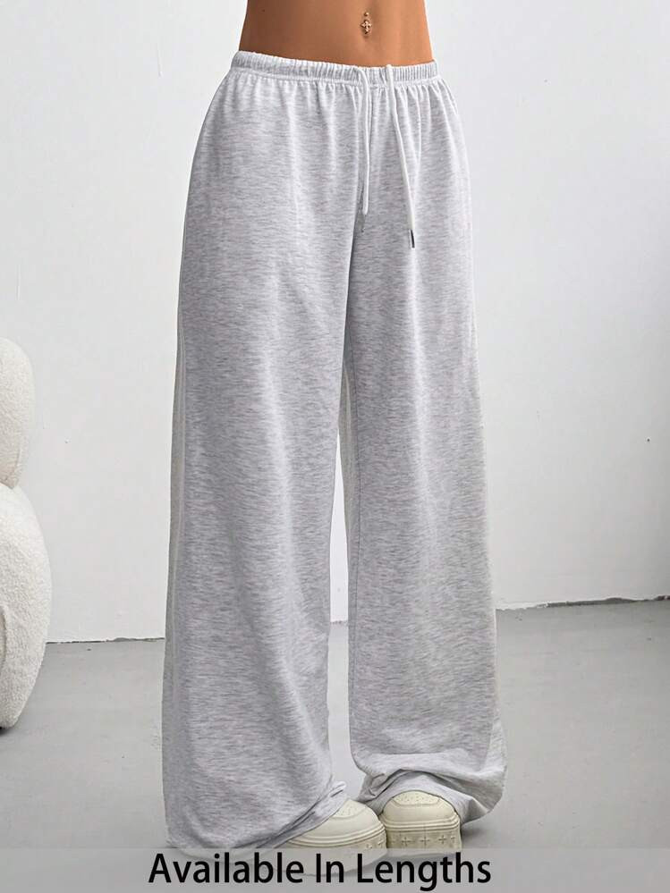 SHEIN PETITE CURVE Women's Summer Simple Front Tie Loose Sweatpants, Casual Daily Wear Baggy | USA | SHEIN