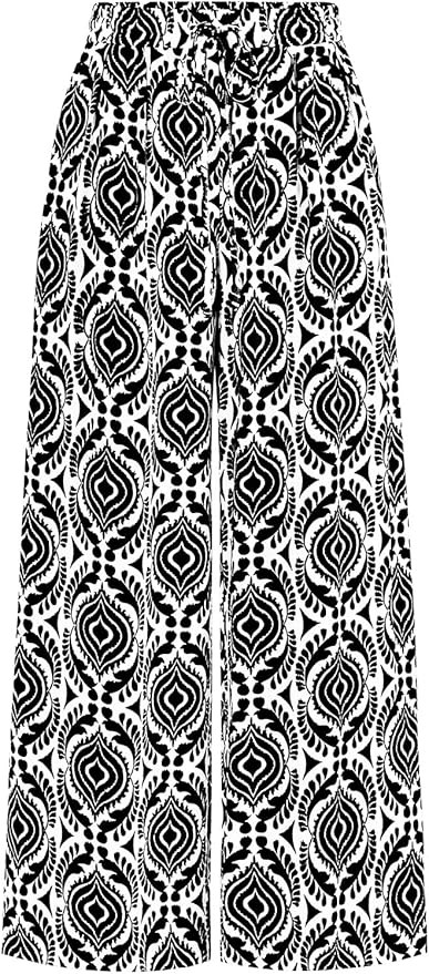 PRETTYGARDEN Womens Pants Elastic Waist Floral Lightweight Palazzo Pants for Women Casual Lounge ... | Amazon (US)