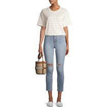 Time and Tru Women's Pima Cotton Boyfriend T-shirt | Walmart (US)