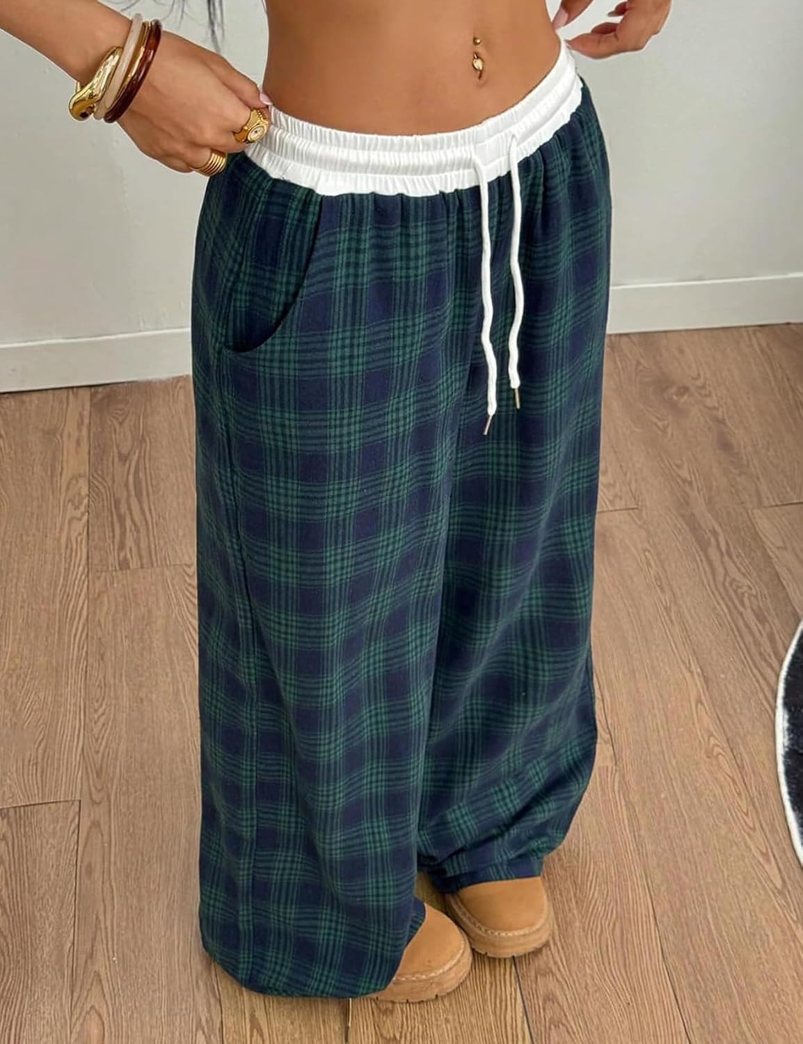 Gihuo Womens Plaid Pajama Pants Gingham Baggy Sweatpants | Amazon (US)