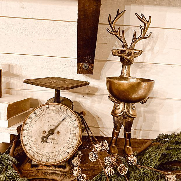 Standing Deer with Display Bowl | Antique Farm House