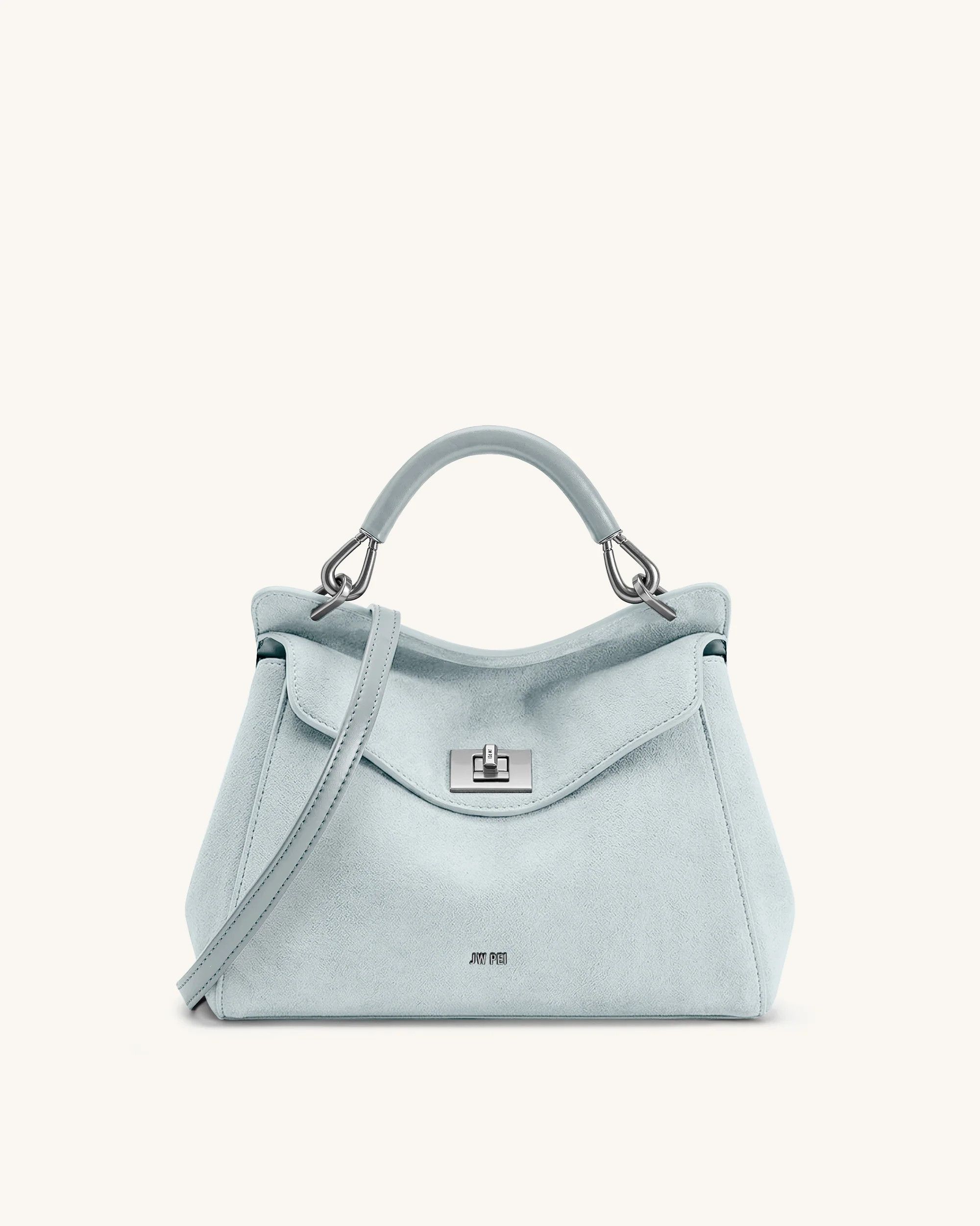 Lucia Classic Faux Suede Top Handle Bag - Light Blue | JW PEI US