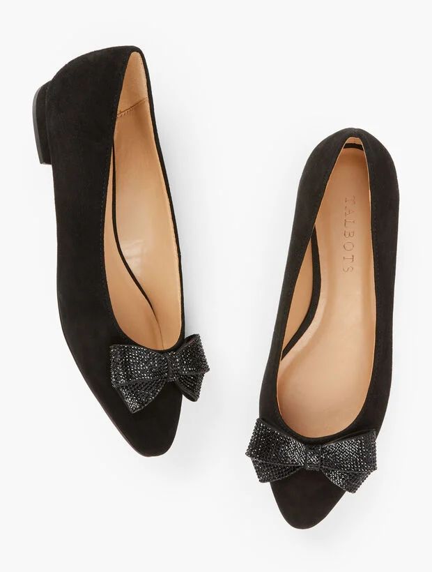 Edison Bow Suede Flats | Talbots