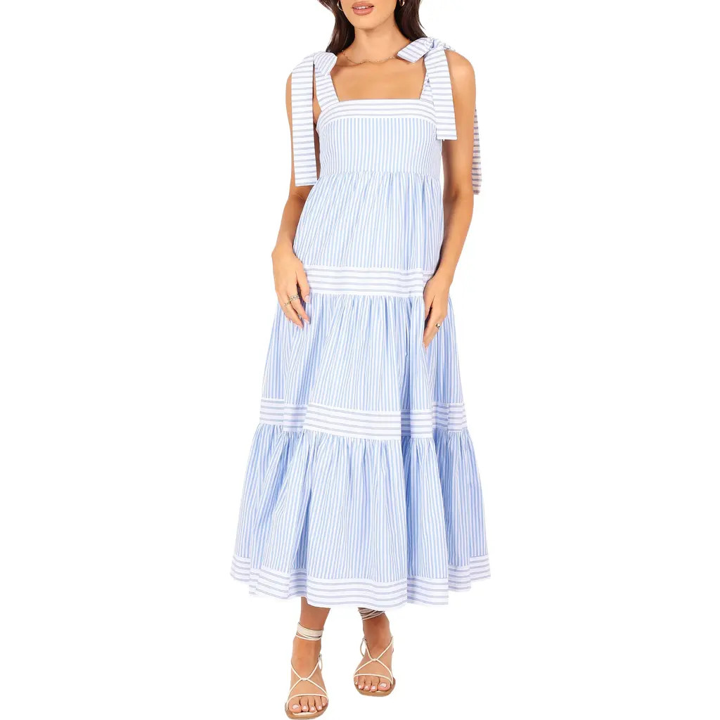 Petal & Pup Bella Stripe Cotton Maxi Dress in Blue Stripe at Nordstrom, Size Small | Nordstrom
