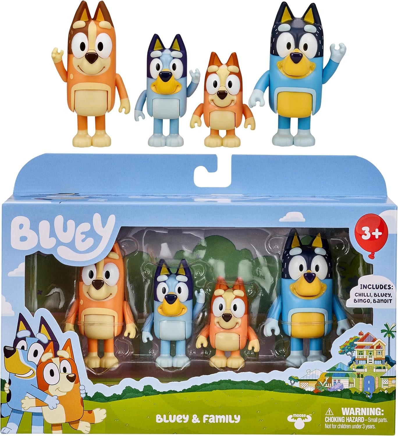 Bluey Family Figure Pack of 4, Robust Poseable Character Toys with Bingo, Chilli, and Bandit Figu... | Amazon (US)