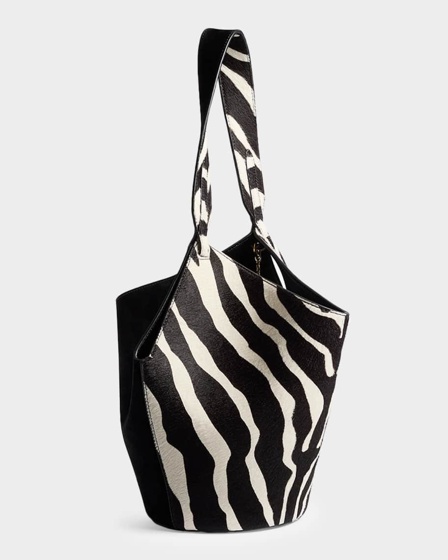 Lotus Mini Zebra-Print Calf Hair and Leather Tote Bag | Neiman Marcus