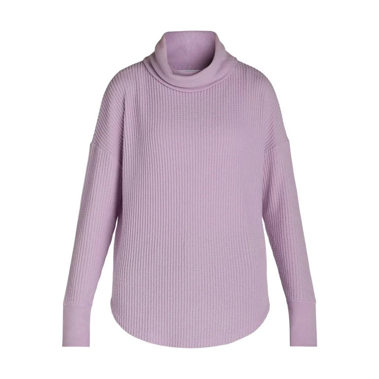 Time and Tru Women's Cowl Neck Waffle Knit Tunic, Size S-XXXL | Walmart (US)