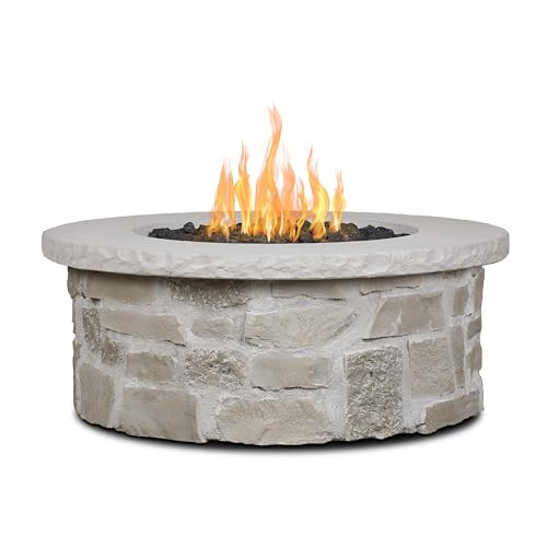 Real Flame Scottsdale 40” Round Stone Propane Fire Pit Table, 50000 BTU Outdoor Gas Fireplace f... | Amazon (US)