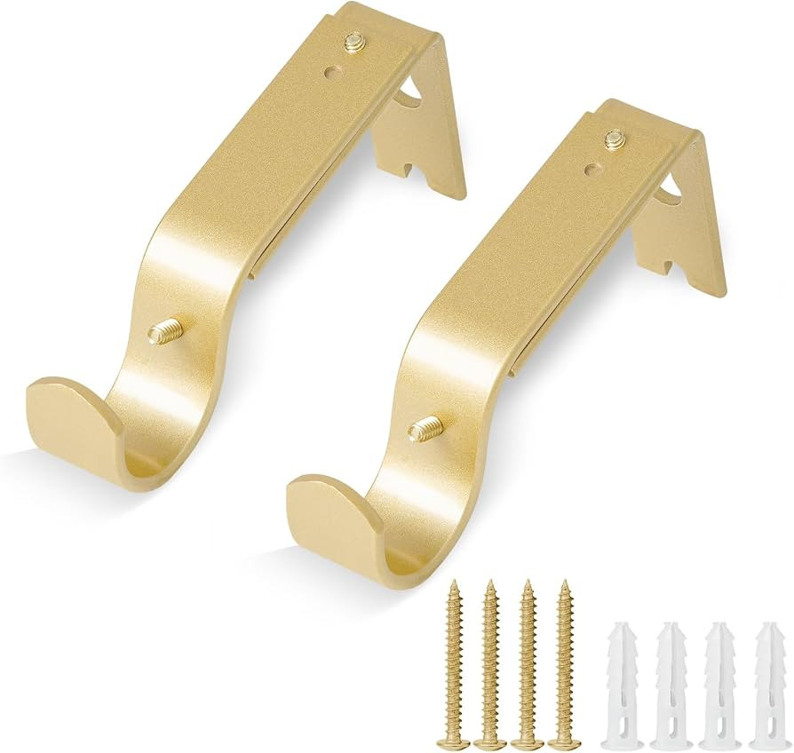 Heavy Duty Adjustable Curtain Rod Hooks,2 Pcs Premium Curtain Rod Brackets for Wall, Curtain Rod ... | Amazon (US)