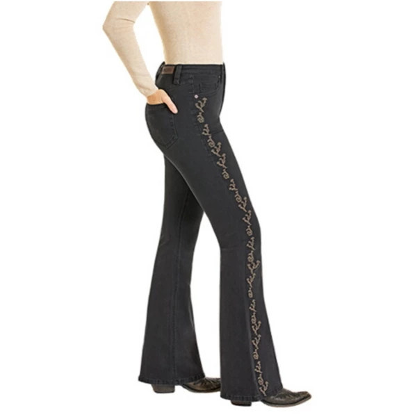 Women's Rock & Roll Denim Side Seam Embroidered Bootcut Jeans Black 31 32 | Scheels