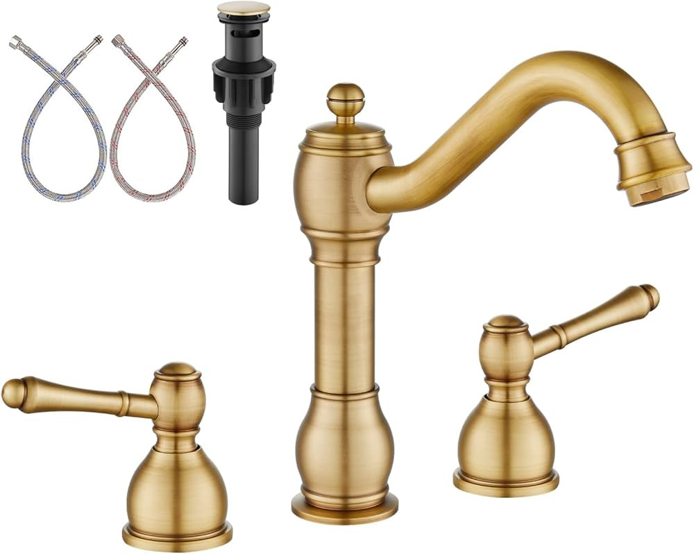 gotonovo 8 Inch Widespread Bathroom Faucets for Sink 3 Hole 2 Lever Handle Deck Mount with Pop Up... | Amazon (US)