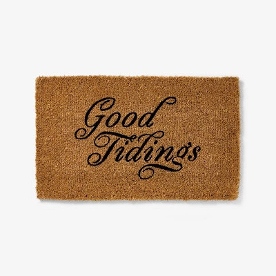 1'6"x2'6" 'Good Tidings' Outdoor Coir Doormat Black - Threshold™ designed with Studio McGee: Hi... | Target
