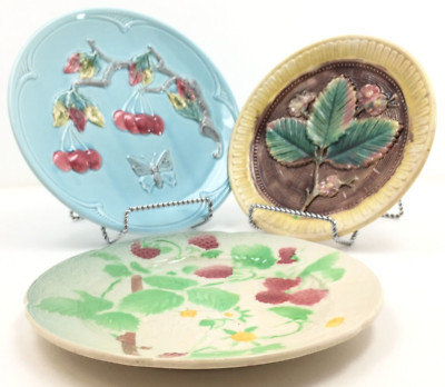 Antique Majolica Plates Fruits LOT of 3: 1 French, 1 Zell | eBay US