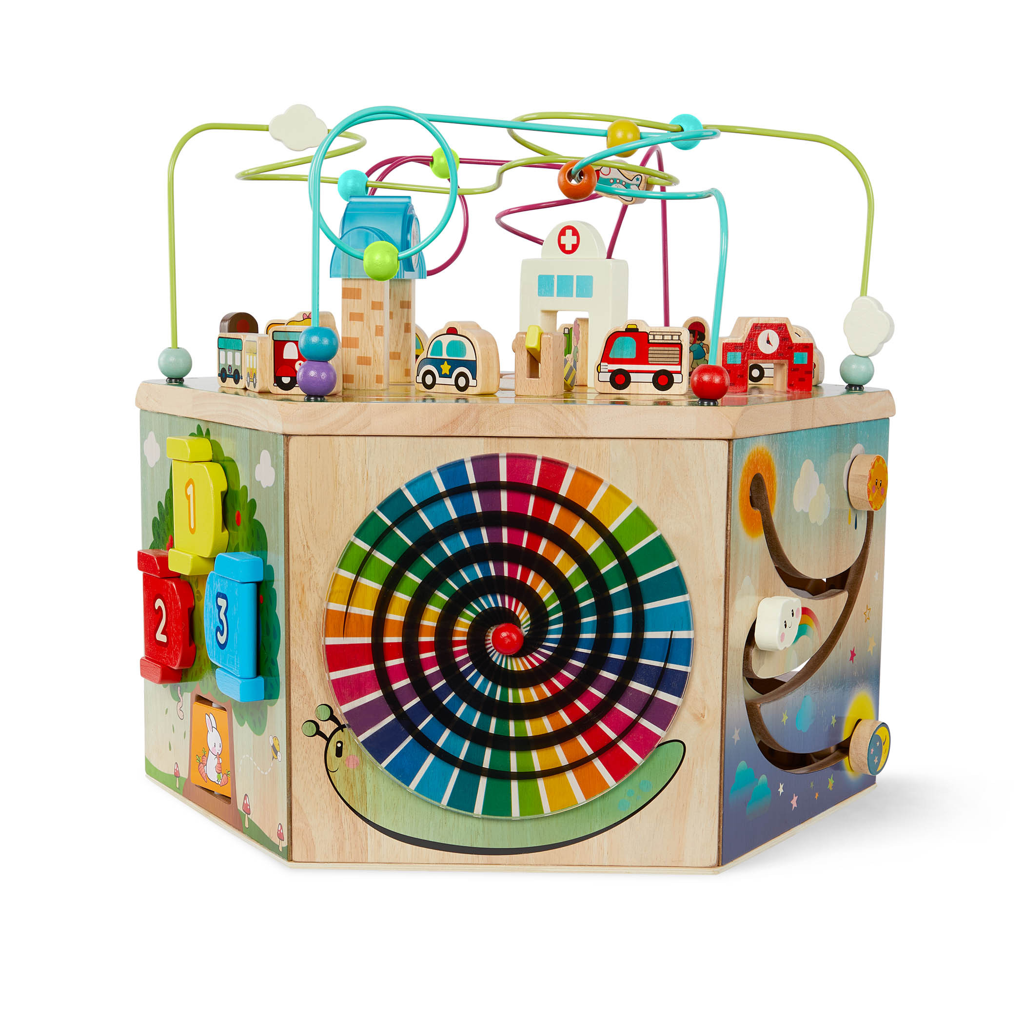 Battat CurioCity Wooden Activity Center with 7 Sides and Bead Maze, Baby and Toddler Toys | Walmart (US)