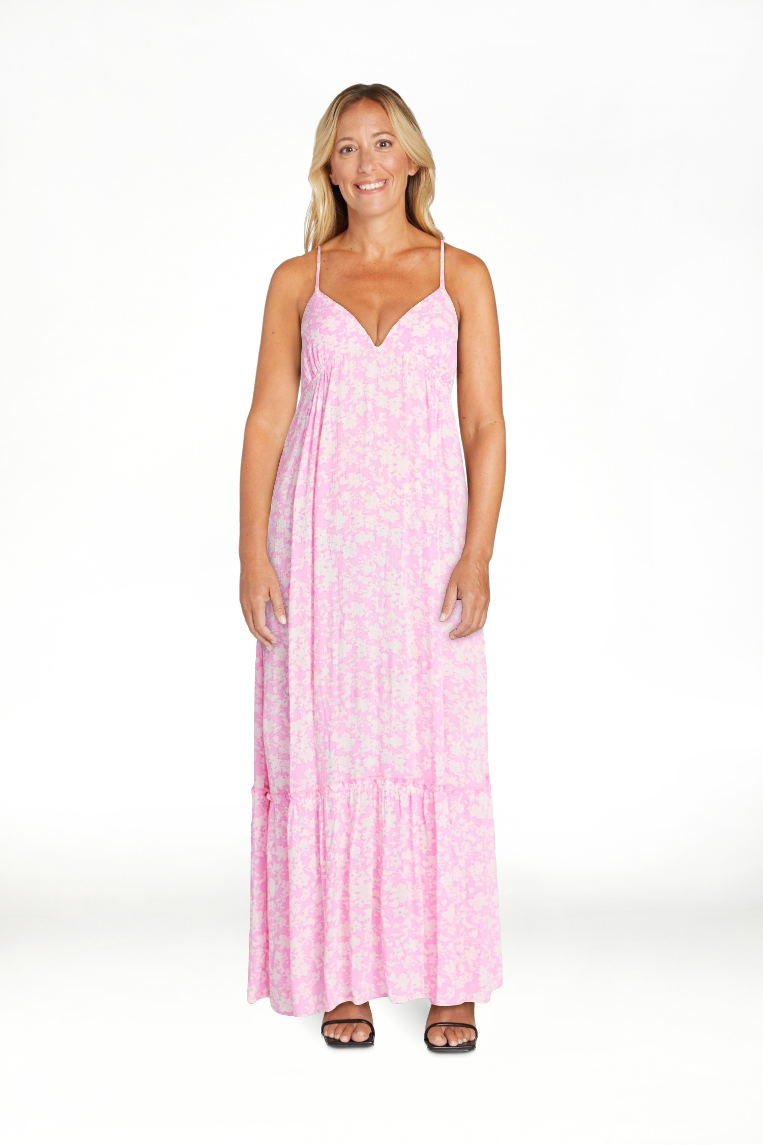 No Boundaries Sleeveless Tiered Maxi Dress, Women's XXS-XXL | Walmart (US)