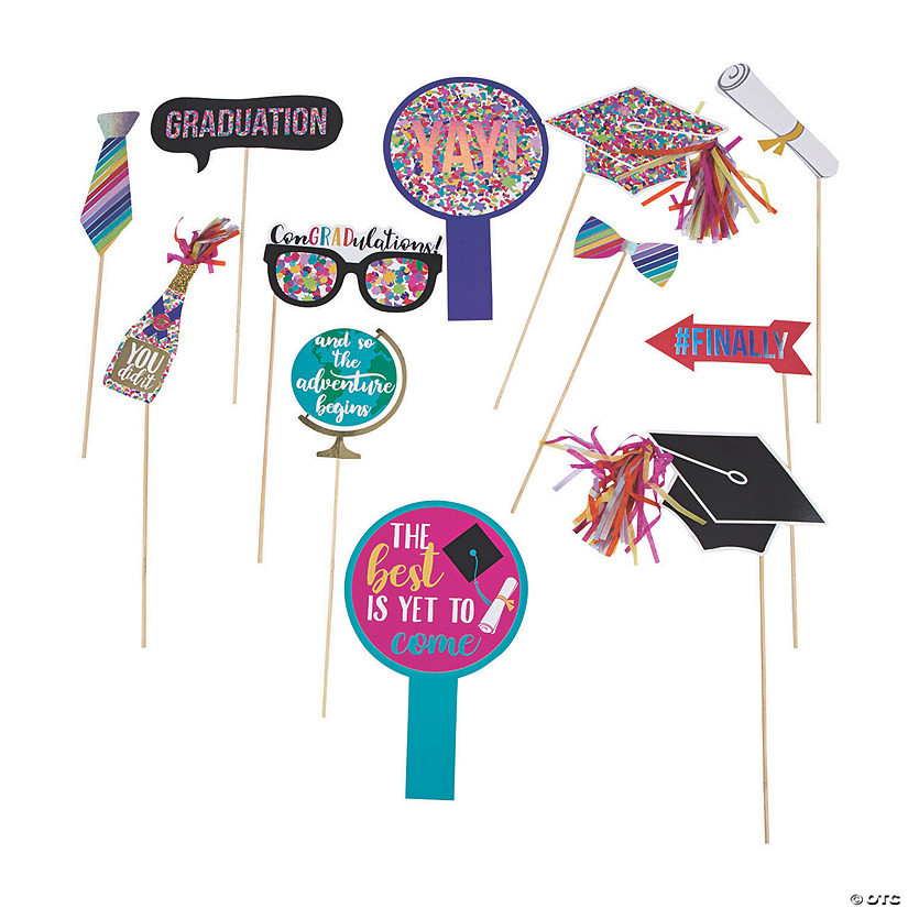 1 3/4” – 7 3/4" Congrats Grad Cardstock Photo Stick Props- 12 Pc. | Oriental Trading Company