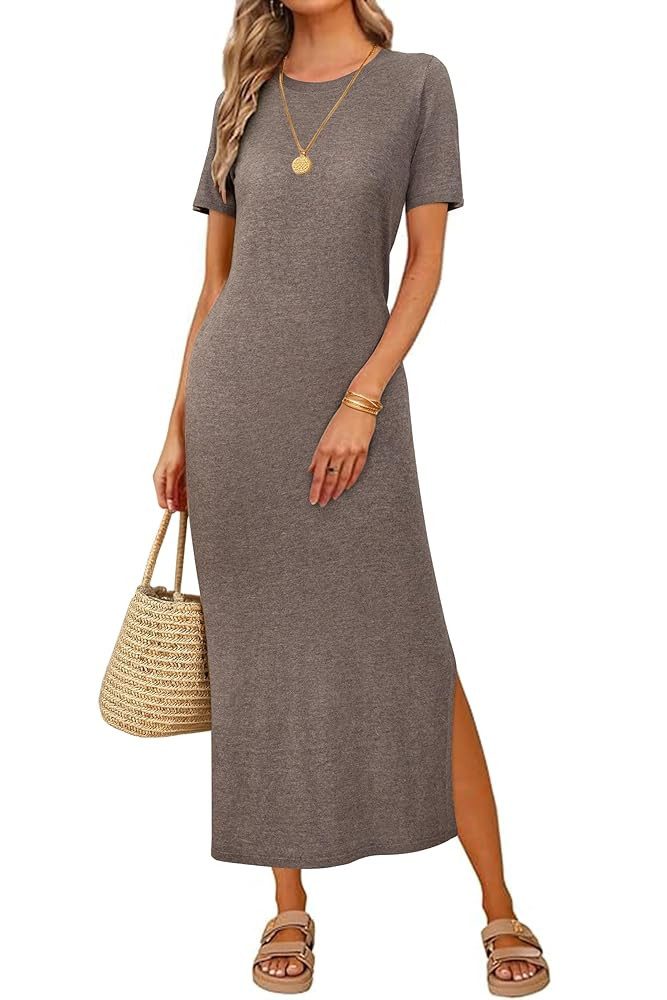 Arach&Cloz Women's Wool Blend Lightweight Fall Casual T Shirts Maxi Dress 2025 | Amazon (US)