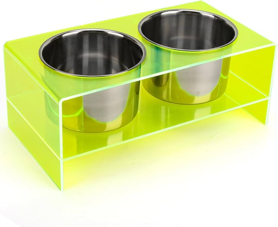 Raised Dog Food Bowl Acrylic Large Elevated Dog Water Bowl Feeder with Stand & Big Double Stainle... | Amazon (US)