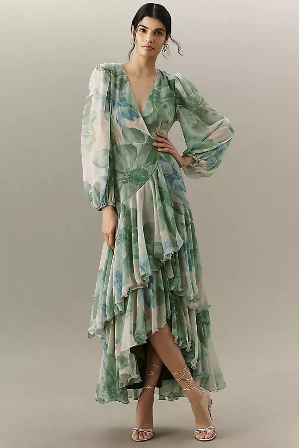 Hutch Helen Chiffon Ruffled Maxi Dress | Anthropologie (US)