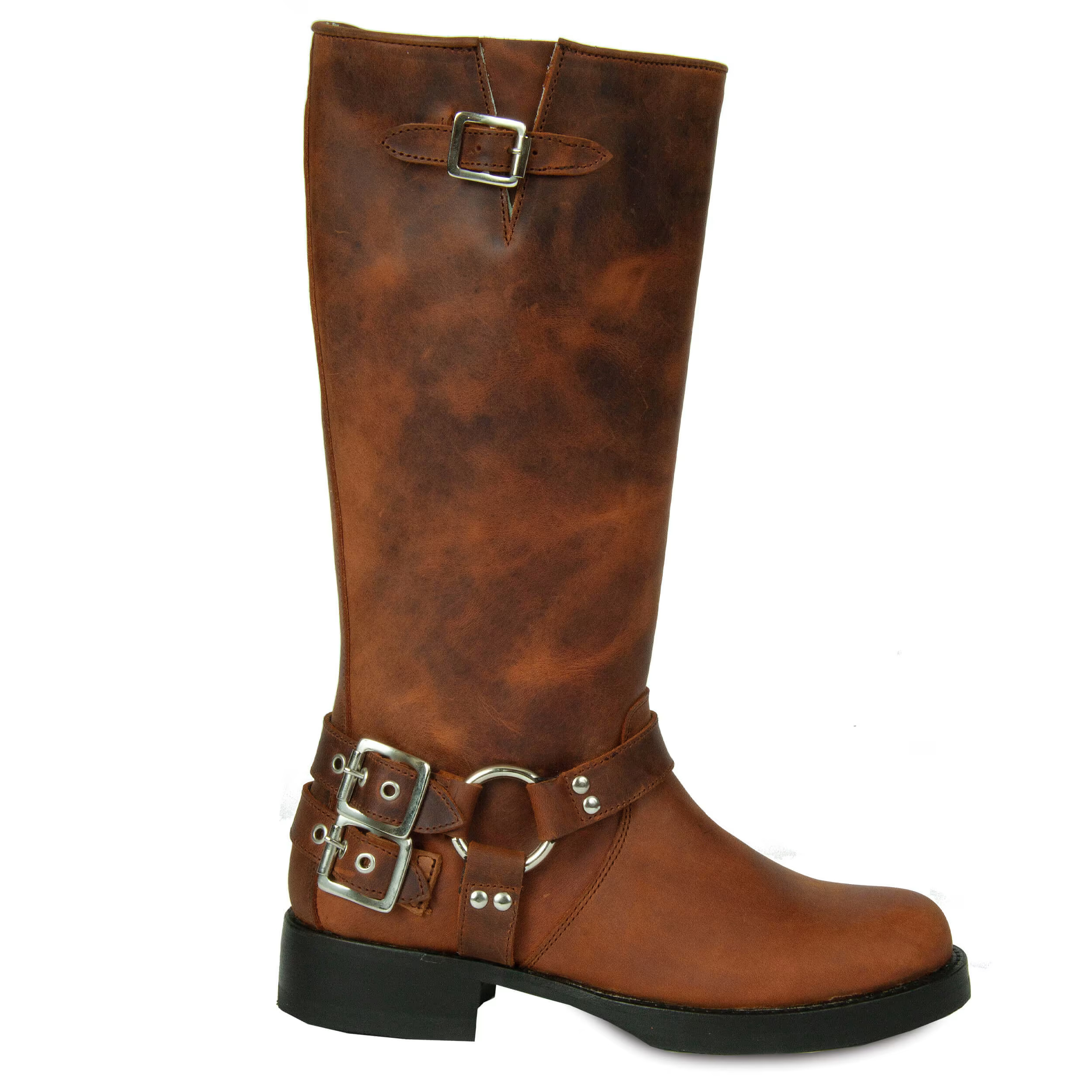Tall Biker Distressed Brown Boots | Wolf & Badger