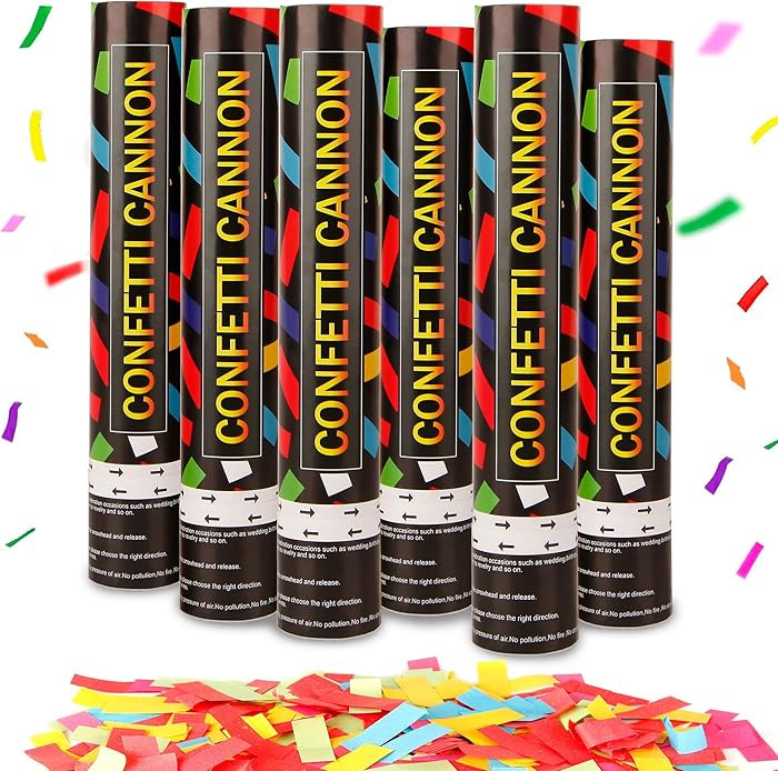 6 Pack 12 Inch Confetti Cannon Multicolor Confetti Popper Party Shooter for Wedding Birthday Grad... | Amazon (US)