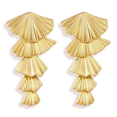 FILMOON Gold Dangle Seashell Earrings Summer Shell Statement Earrings for Women Trendy Costume Jewelry Gifts | Amazon (US)
