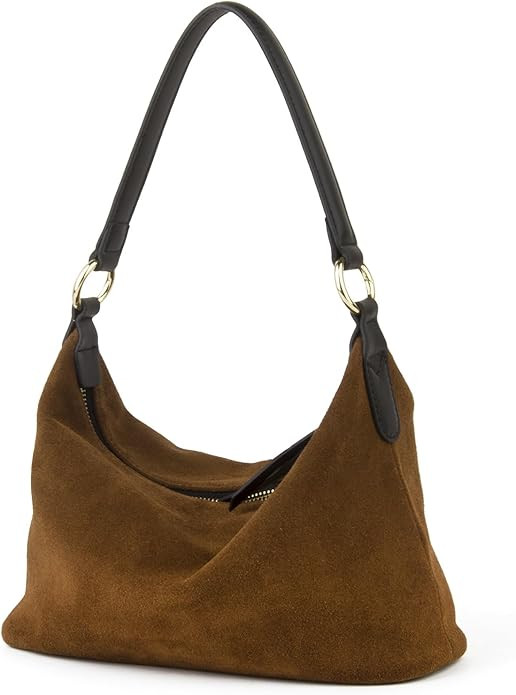 Slouchy Brown Suede Crescent Hobo Bag for Women, Suede Trendy Shoulder Satchels Bag and Work Tote... | Amazon (US)