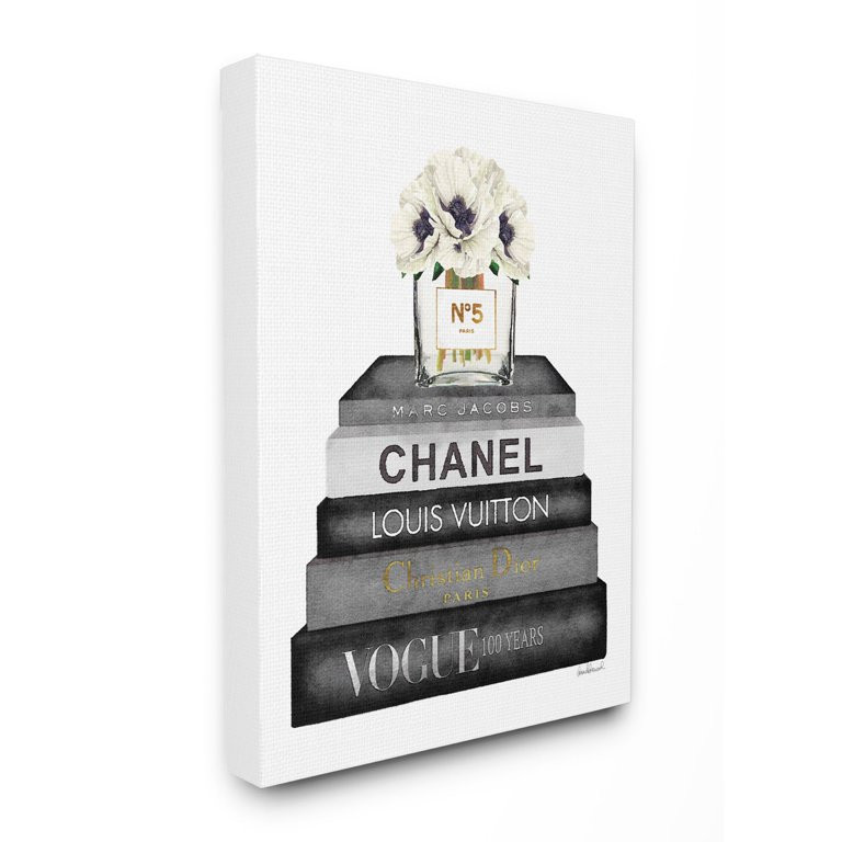 Stupell Industries Fashion Designer Flower Bookstack Black And White Watercolor Canvas Wall Art b... | Walmart (US)