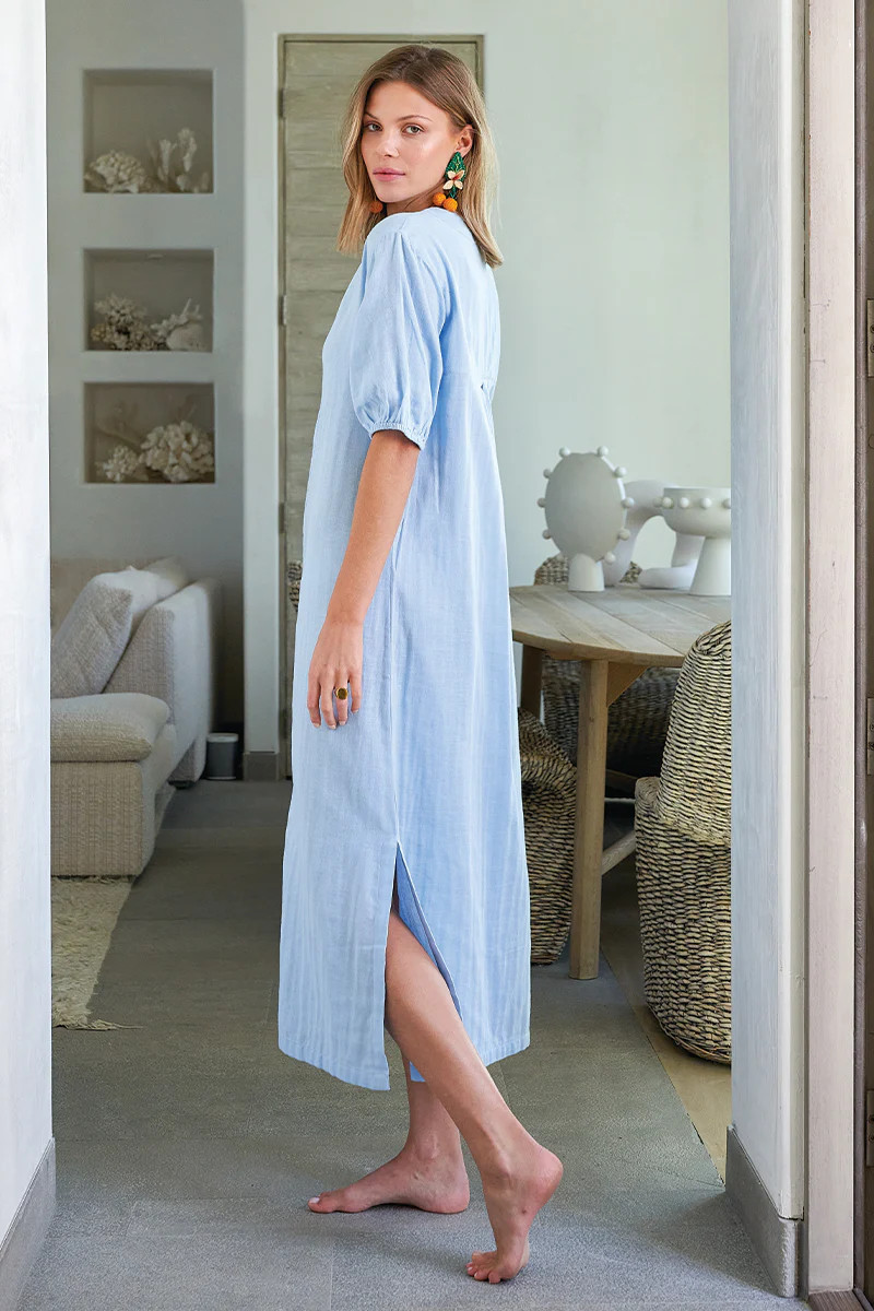 Gauze Caftan in Morning Blue | Lake Pajamas