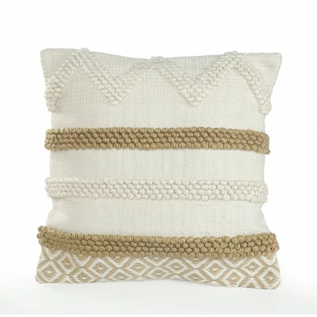 Ox Bay Neutral Textured Color Block Striped Throw Pillow - Beige / White 20" x 20" | Walmart (US)