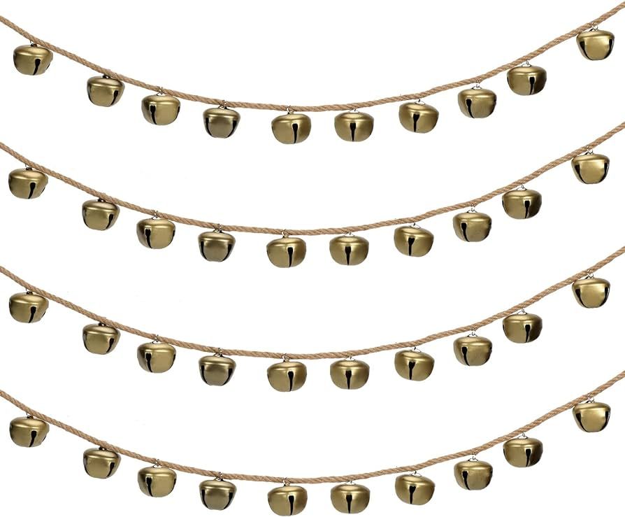 Amazon.com: 2 Pcs Christmas Jingle Bell Garland Wrought Bell Chime Gold Bell Garland Hanging Bell... | Amazon (US)