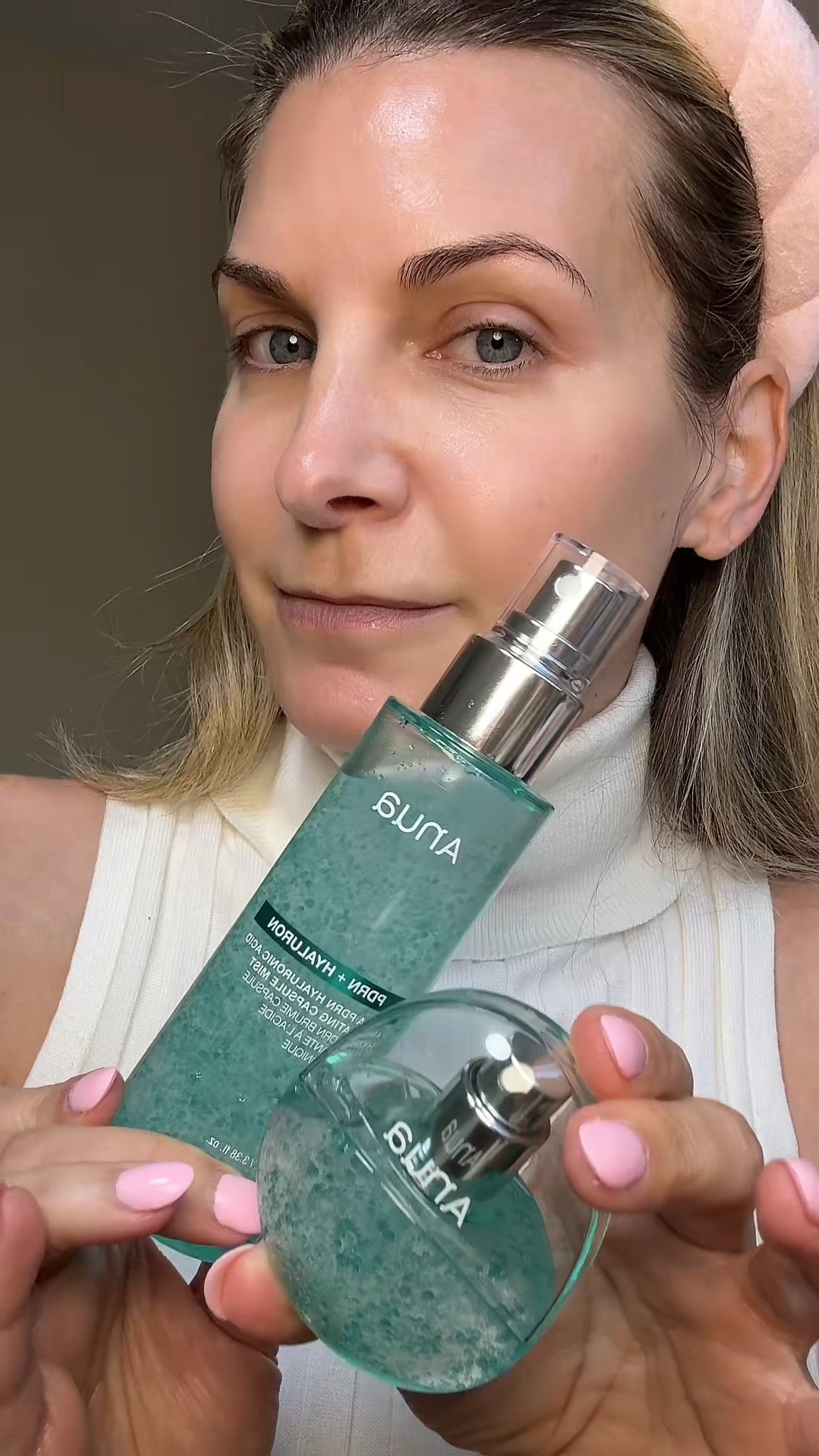 Instant glass skin
Facial mist infused with PDRN and hyaluronic acid.  🩵

Perfect for added moisture any time, including over makeup. 🤍

#LTKBeauty