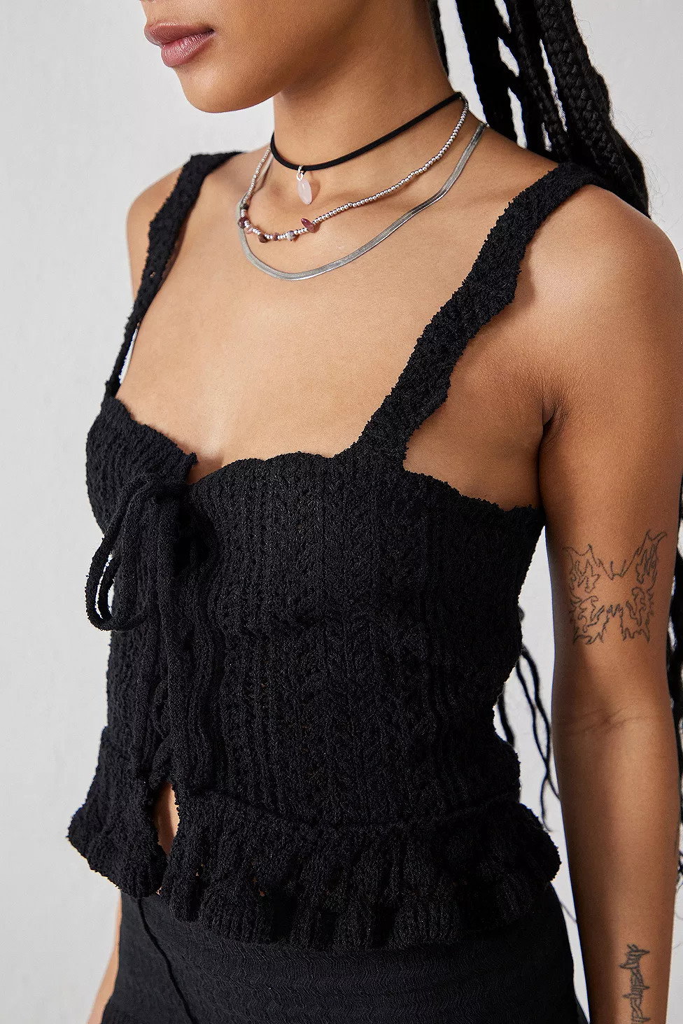 UO Carmella Ruffle Knit Tank Top | Urban Outfitters (EU)