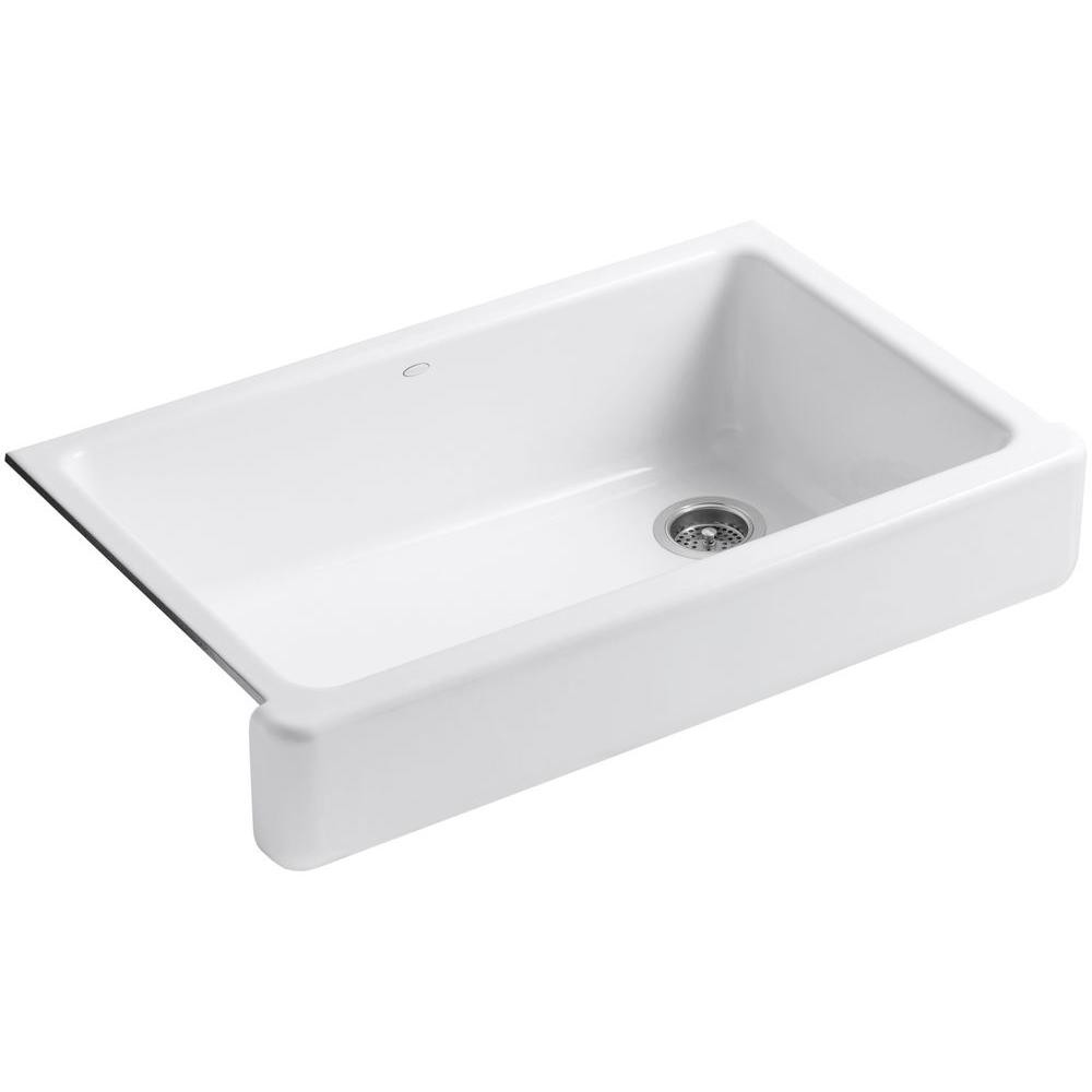 KOHLER Whitehaven Farmhouse Apron Front Self-Trimming Cast Iron 36 in. Single Bowl Kitchen Sink i... | The Home Depot