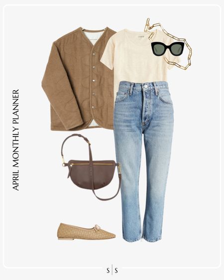 Monthly outfit planner: APRIL: Spring looks | straight jeans, quilted jacket, linen tee, ballet flats, sling bag 

See the entire calendar on thesarahstories.com ✨ 


#LTKstyletip