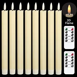 Amazon.com: GenSwin Flameless Flickering Taper Candles with 2 Remote Controls and Timer, Real Wax... | Amazon (US)