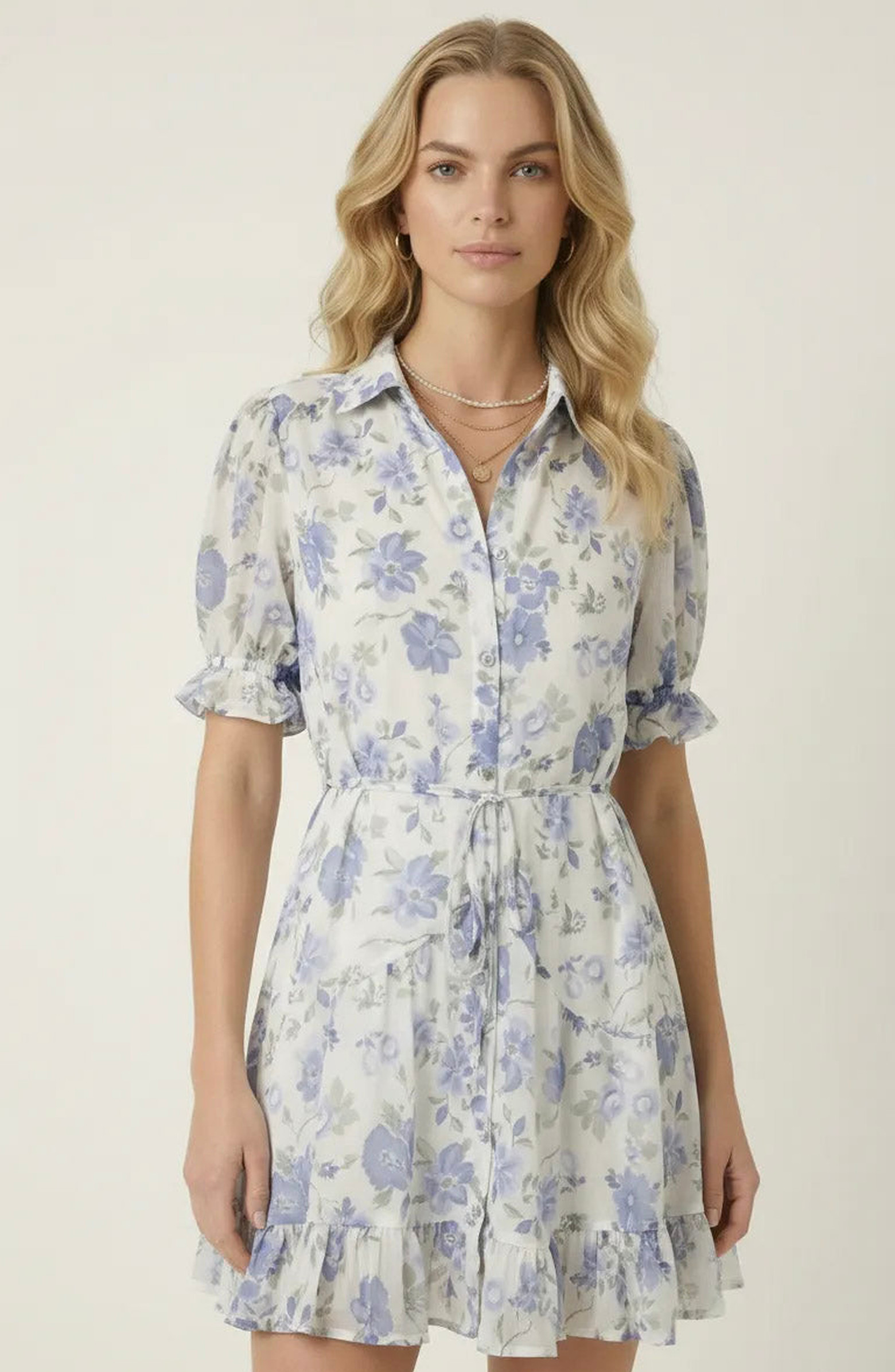Floral Tie Waist Shirt Dress | Nordstrom