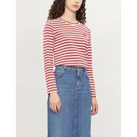 Heart patch striped cotton-jersey top | Selfridges