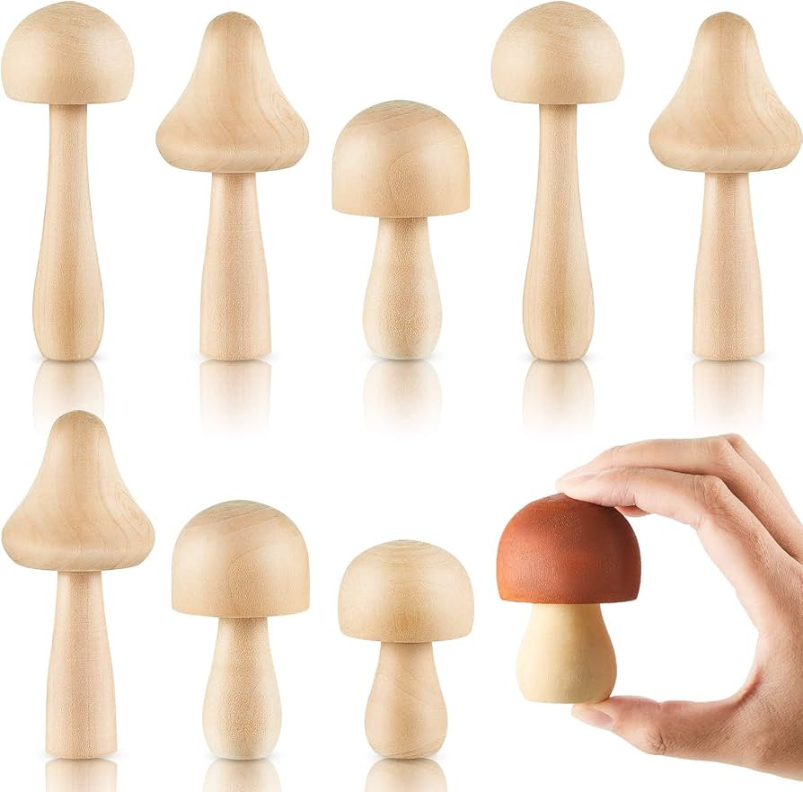 Big Sizes Unfinished Wooden Mushroom Natural Wooden Mushrooms Unpainted Wooden Mushroom for Arts ... | Amazon (US)