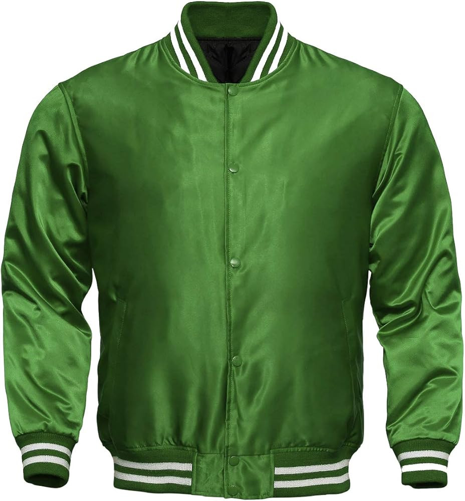 Mens Varsity Jacket Satin Polyester Retro Zip Casual Jackets | Amazon (US)