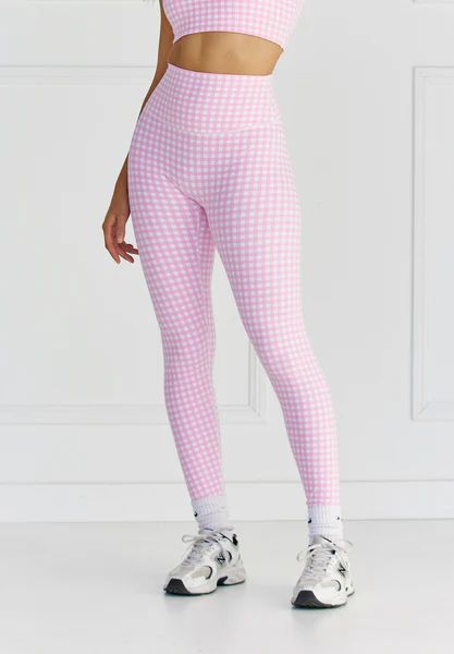 Astoria LUXE BALANCE Full Length Legging - Pink Gingham | astoria activewear