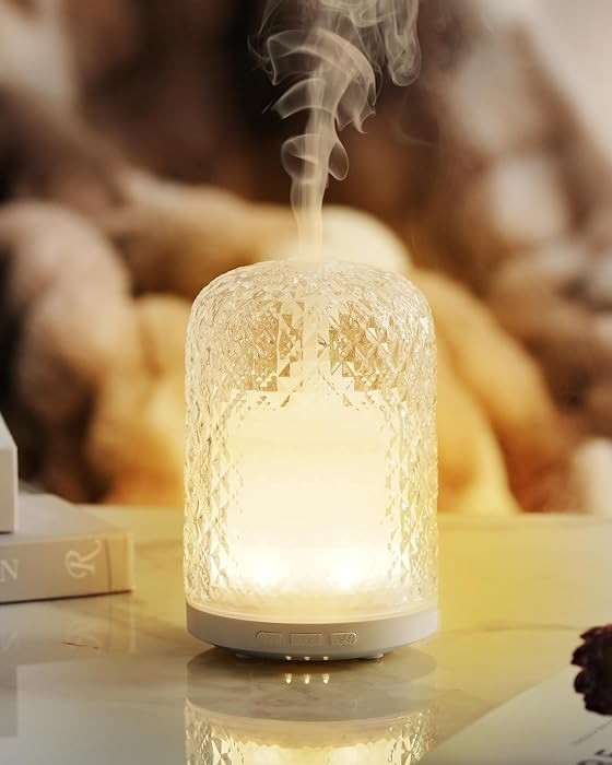 Essential Oil Diffuser - 2.4MHz Ultrasonic Glass Diffuser with Pulse/Continuous Mist & Night Ligh... | Amazon (US)