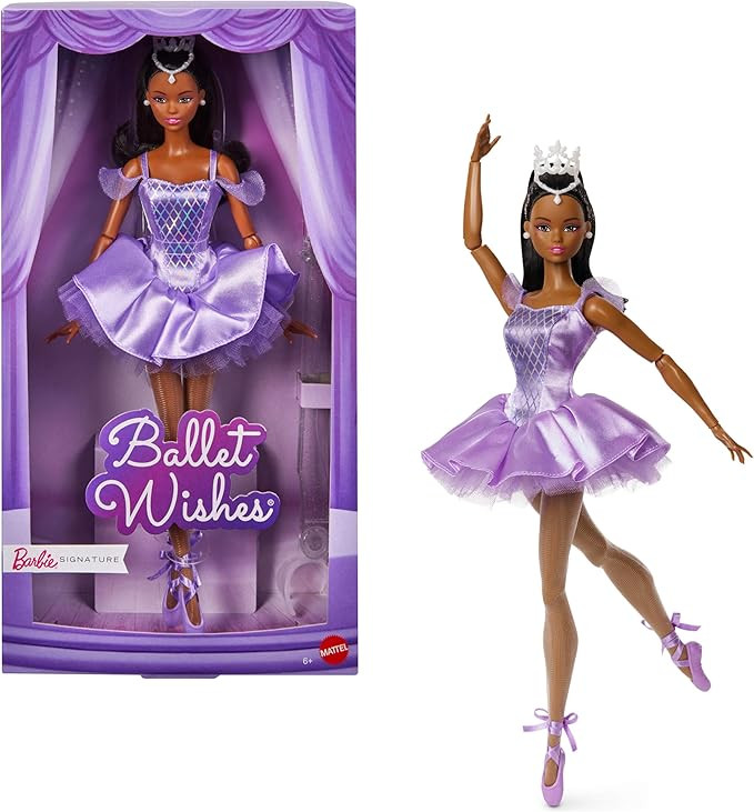 Barbie Signature Ballet Wishes Doll, Collectible Fashion Doll in Satiny, Purple Tutu with Black P... | Amazon (US)