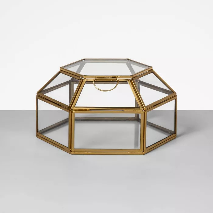 7.7" x 4.2" Decorative Glass Display Box Gold - Opalhouse™ | Target
