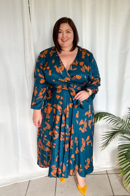 Gorgeous plus size maxi dress for fall. Love the deep teal blue and orange. Beautiful fabric  

#LTKcurves