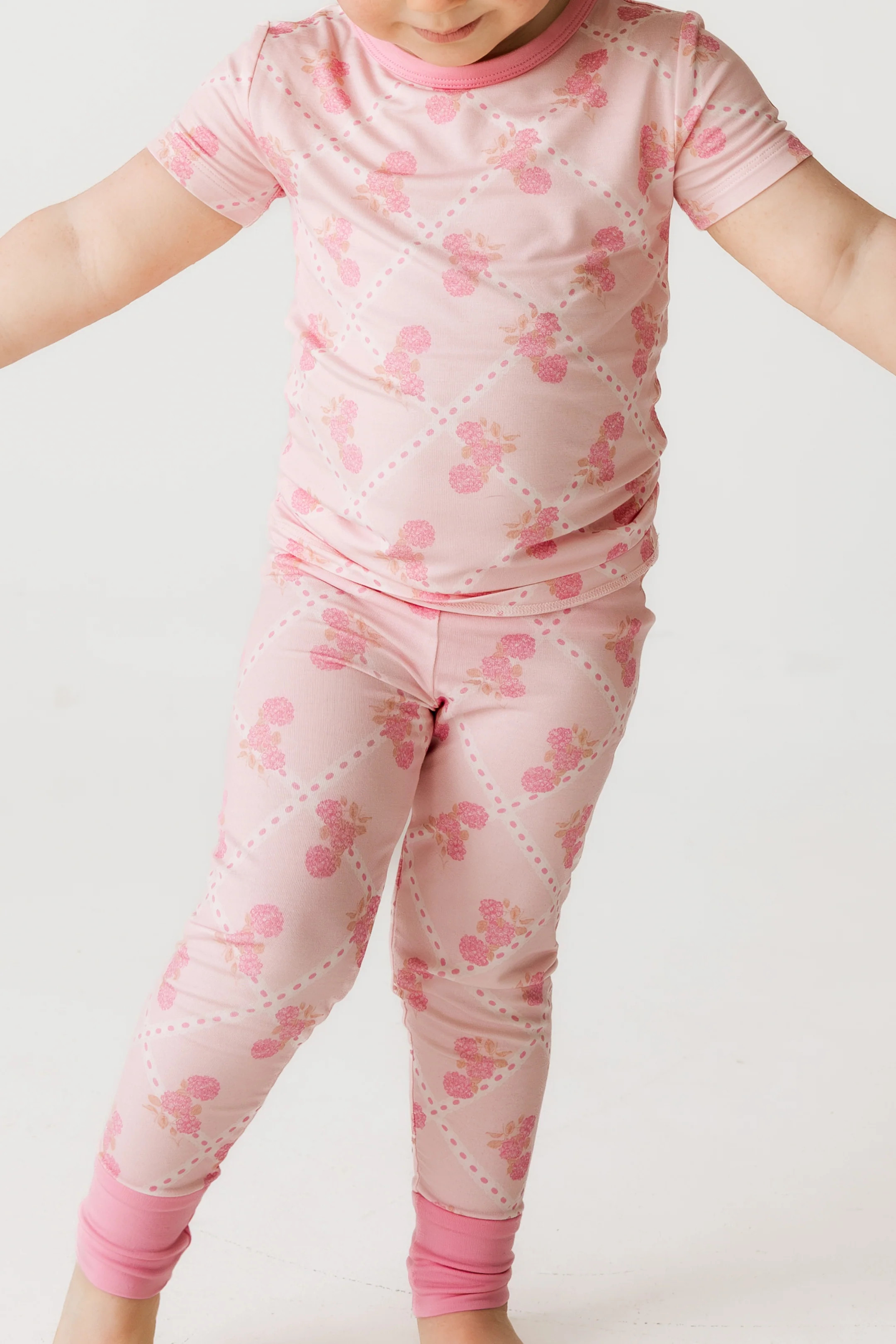Blush Hydrangea Two-Piece Set — Soft Kids Sleepwear in Bamboo | In My Jammers
