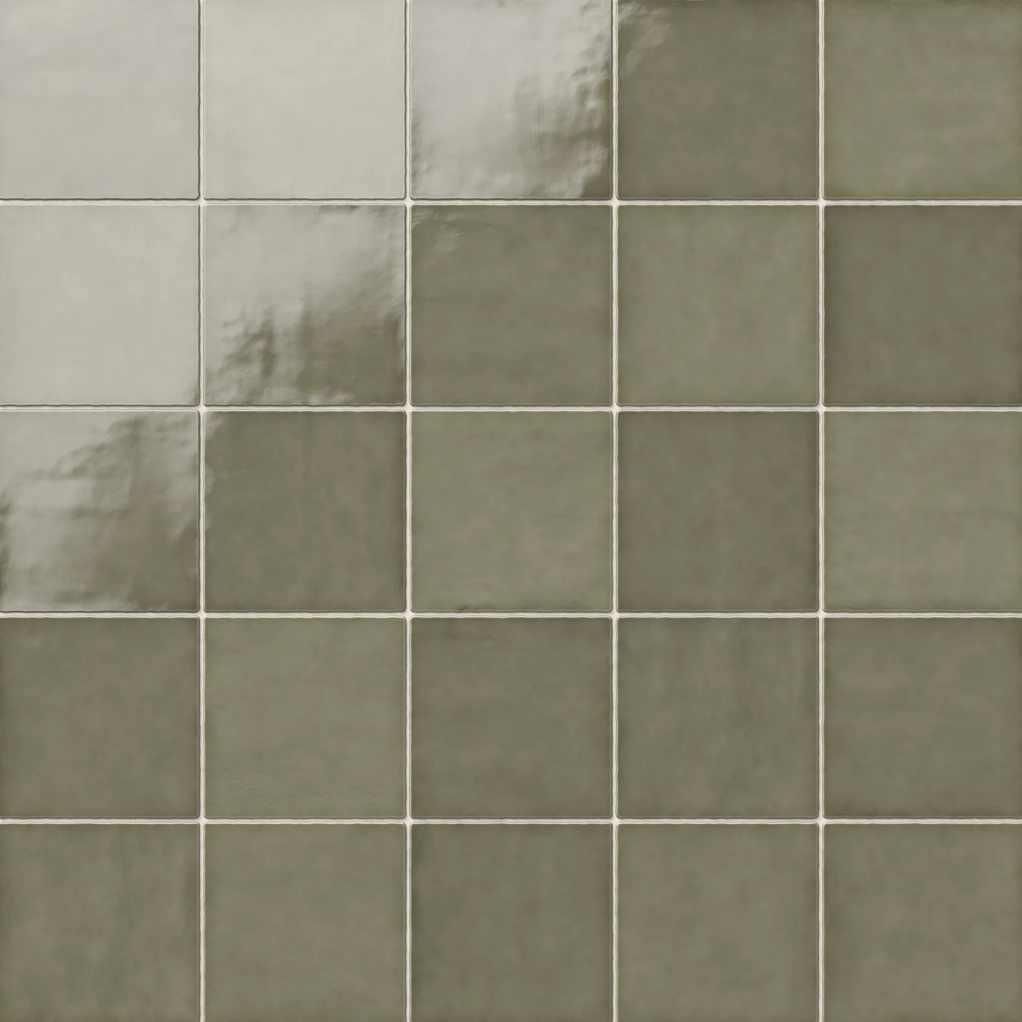 Mikayla 5x5 Glossy Ceramic Tile in Olive | Edward Martin