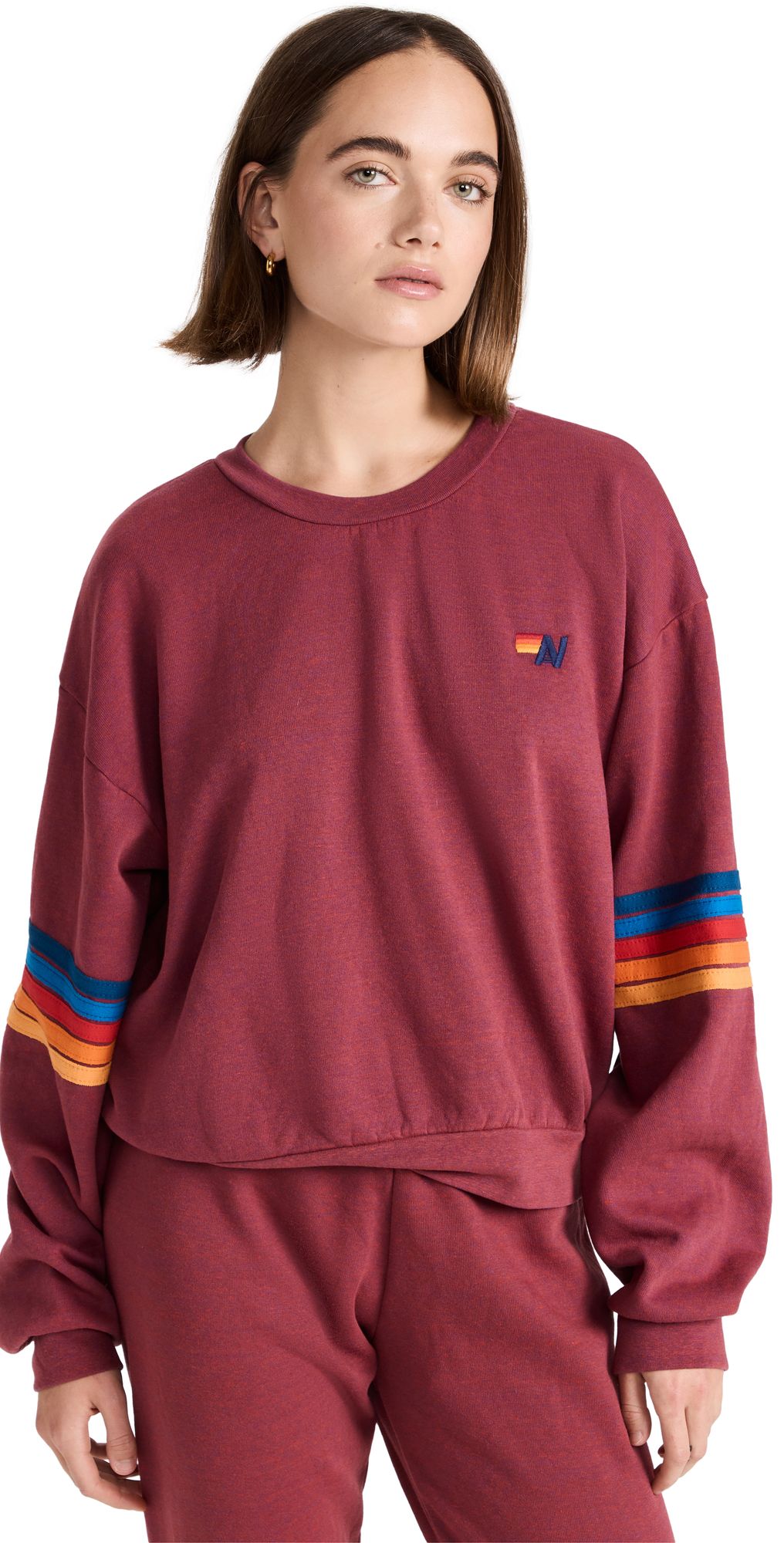 Aviator Nation Rainbow Stitch Sleeve Sweatshirt | Shopbop