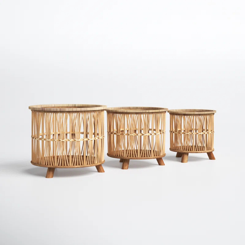 Woven Footed 3 - Piece Bamboo Basket Set | Wayfair North America