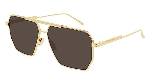 Bottega Veneta Square Sunglasses BV1012S 003 Gold 60mm 1012 | Amazon (US)